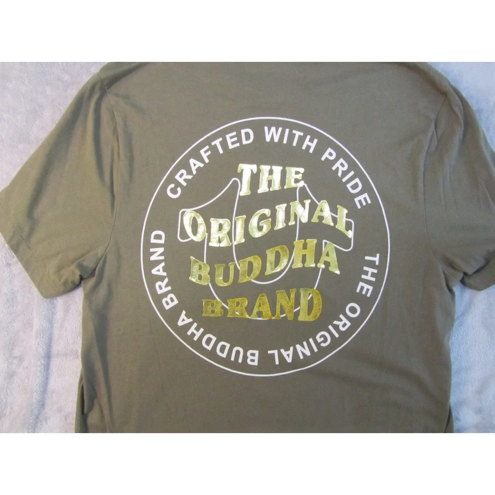True Religion Mens Olive Green Original Buddha Brand Graphic T-Shirt Size L